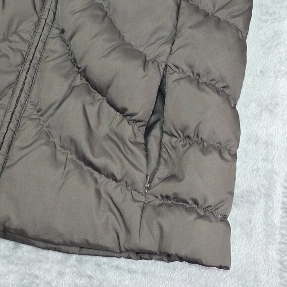 Nine West Brown Down Puffer Vest Small Quilted Zip Mock Neck Lightweight - Picture 10 of 11